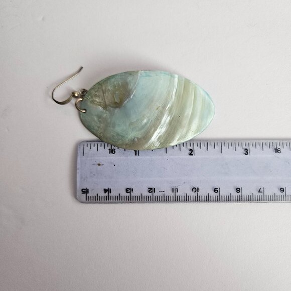 Natural Abalone Shell Earrings - Dangle – Iridescent Coastal Boho Style - Picture 8 of 11